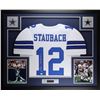 Image 1 : Roger Staubach Signed Dallas Cowboys 35x43 Custom Framed Jersey (JSA COA)