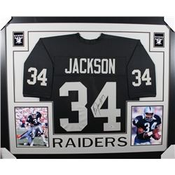 Bo Jackson Signed Los Angeles Raiders 35x43 Custom Framed Jersey (Beckett COA)