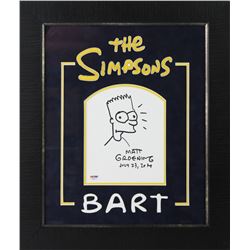 Matt Groening Signed "The Simpsons" 16x19 Custom Framed Display w/ Original Bart Simpson Sketch