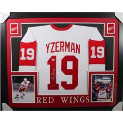 Steve Yzerman Signed Detroit Red Wings 35x43 Custom Framed Jersey (JSA COA & Yzerman Hologram)