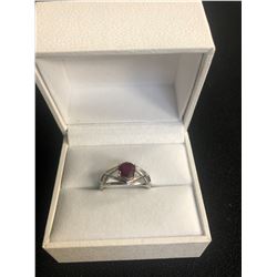 STERLING SILVER WITH RUBY WOMENS RING