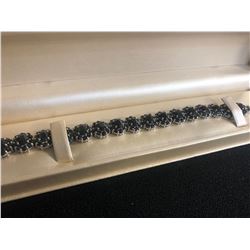  7 X 5 MM BLACK/ BLUE SAPPHIRE STERLING SILVER BRACELET