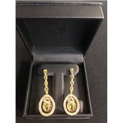 GREEN PERIDOT SIBERIAN EMERALDS SAPPHIRE EARRINGS