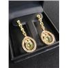 Image 2 : GREEN PERIDOT SIBERIAN EMERALDS SAPPHIRE EARRINGS