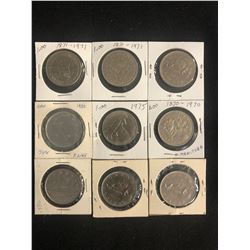 LOT OF 9 CANADIAN SILVER DOLLARS