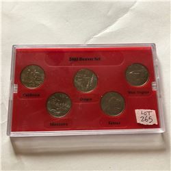 2005 Denver Mint Complete State Quarters Set CA MN OR KS WV in Hard Display