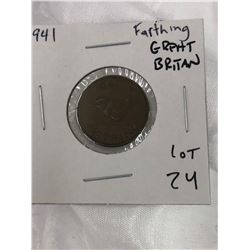 1941 WWII UK Farthing Nice Early War Coin