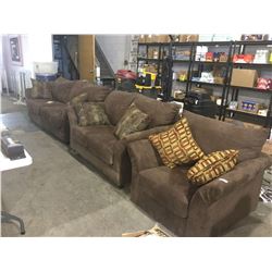NEWChoco Sofa, Love Seat Set and Sofa Chair w/ Throw Pillows Lot of 3