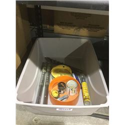 Bin of hole saws and bits