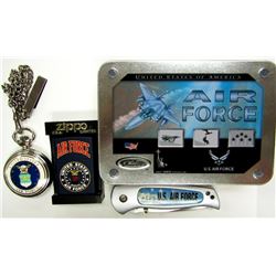 AIR FORCE COLLECTIBLES LOT ZIPPO POCKET WATCH