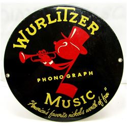 WURLITZER MUSIC PHONOGRAPH PORCELAIN SIGN