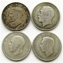 4-GREAT BRITAIN ONE FLORIN SILVER COINS