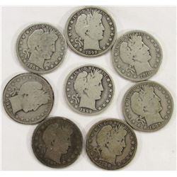 8 BARBER HALF DOLLARS CIRCS