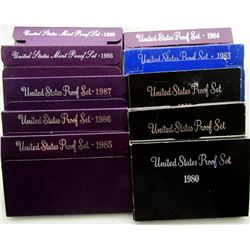 1980-1989 U.S PROOF SETS IN ORG PACKAGE