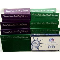 1990-1999 U.S PROOF SETS IN ORG PACKAGE