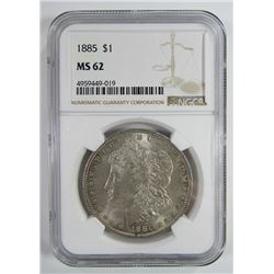 1885-P Morgan Silver Dollar $ NGC MS 62 Lightly To