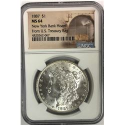 1887 MORGAN DOLLARS NGC MS 64