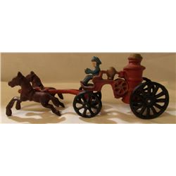 VINTAGE CAST IRON HORSE DRAWN FIRE PUMP