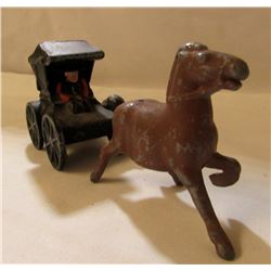 VINTAGE CAST IRON AMISH HORSE & BUGGY