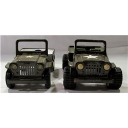 2 VINTAGE TONKA TOY ARMY JEEPS PRESSED STEEL
