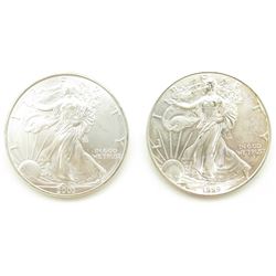 1999 & 2003 .999 SILVER EAGLES U.S. $1 COINS
