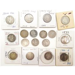 BARBER QUARTER LOT OF 17 COINS