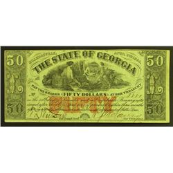 1864 STATE OF GEORGIA MILLEDGEVILLE $50 NOTE