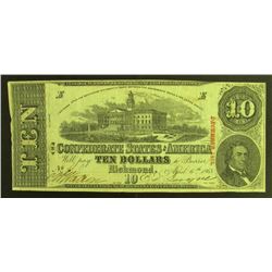 1863 $10 CONFEDERATE STATES OF AMERICA CIVIL