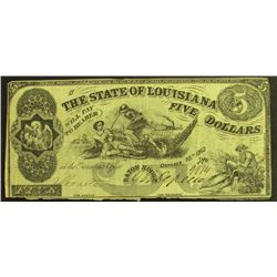 1862 $5 STATE OF LOUISIANA BATON ROUGE LA