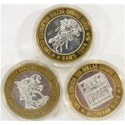 3-CASINO GAMING TOKENS-SILVER!