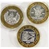 Image 2 : 3-CASINO GAMING TOKENS-SILVER!