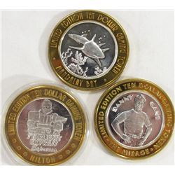 3-CASINO GAMING TOKENS-SILVER!