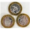 Image 1 : 3-CASINO GAMING TOKENS-SILVER!