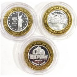 3-CASINO GAMING TOKENS-SILVER!