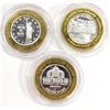 Image 1 : 3-CASINO GAMING TOKENS-SILVER!