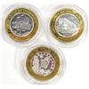 Image 2 : 3-CASINO GAMING TOKENS-SILVER!