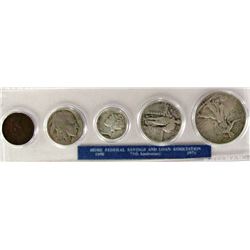 TYPE SET 5 COINS: 1944 WALKING LIB 5c, 1930 STANDI