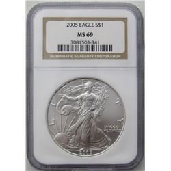 2005 AMERICAN SILVER EAGLE NGC MS69