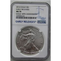 2016 AMERICAN SILVER EAGLE NGC MS70
