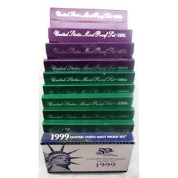 1990-1999 U.S PROOF SETS IN ORG PACKAGE