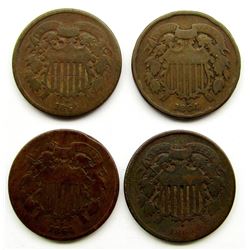 4- 1864 TWO CENT PIECES