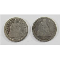 1857 G/VG & 1875 VG/F SEATED DIMES
