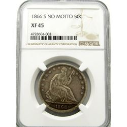 1866-S SEATED LIBERTY HALF $ NGC XF 45