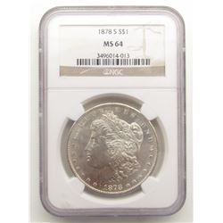 1878-S MORGAN SILVER DOLLAR NGC MS 64