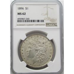 1896-P Morgan Silver Dollar $ NGC MS 62 Nicely Ton