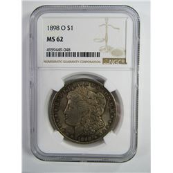 1898-O Morgan Silver Dollar $ NGC MS 62 Nicely Ton