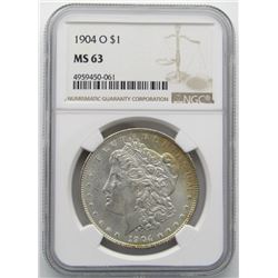1904-O Morgan Silver Dollar $ NGC MS 63 Lightly To