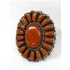 Image 1 : Native American Zuni Coral Cluster Ring, Sz 9.5