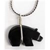 Image 1 : Zuni Onyx Bear Fetish Pendant Necklace