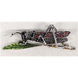 Rhinestone Grasshopper Pin